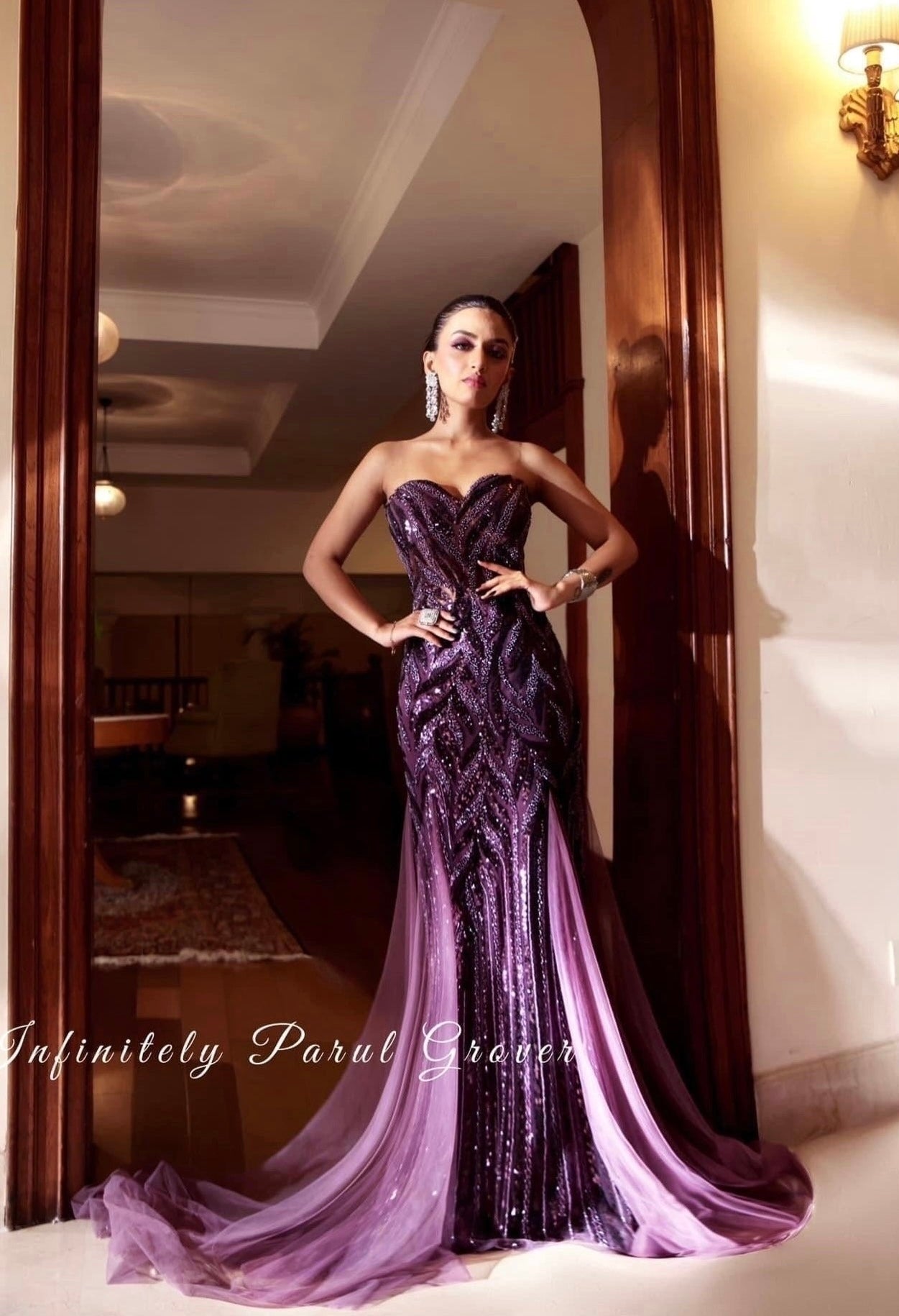 Deep purple gowns hotsell