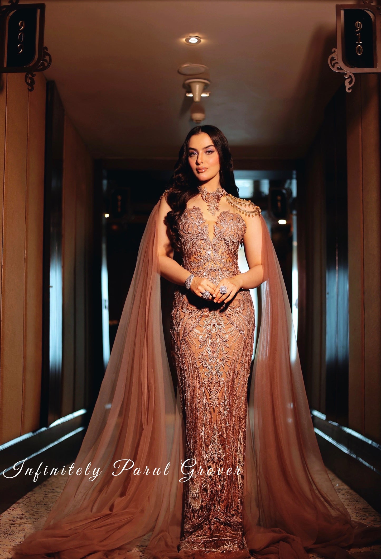 Deep Champagne Linear Bodycon Gown