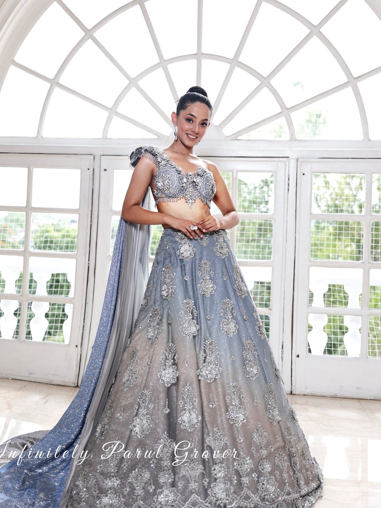 Blue-Grey Lehenga and Blouse Set