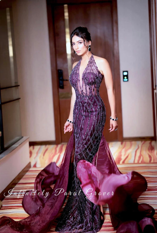 Deep Purple Linear Gown