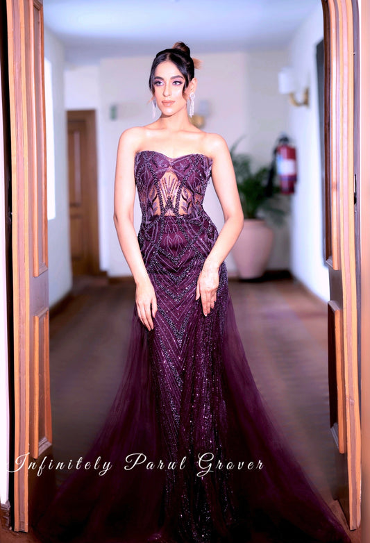 Deep Purple Sheath Gown