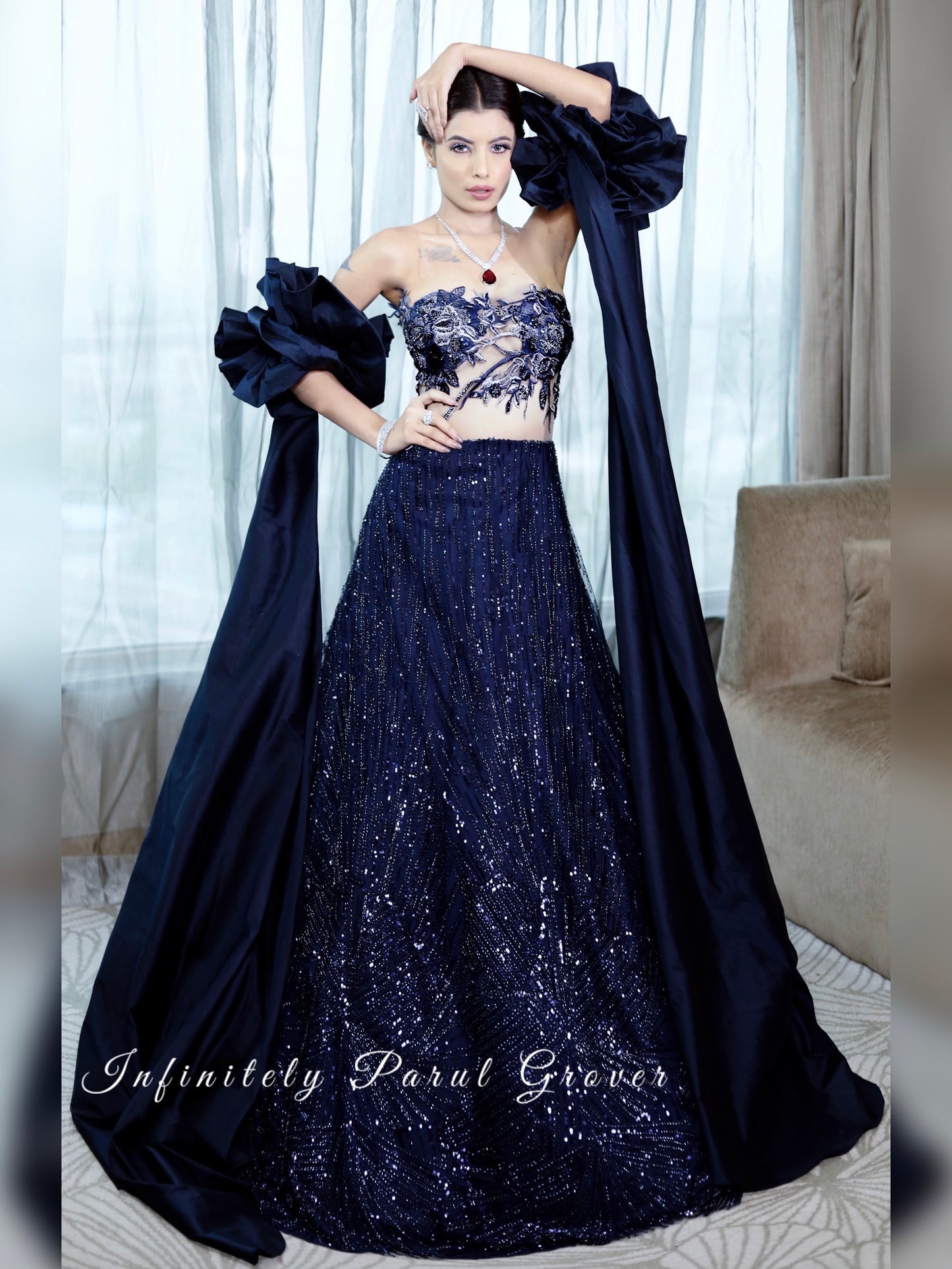 Midnight Blue Lehenga and Blouse Set