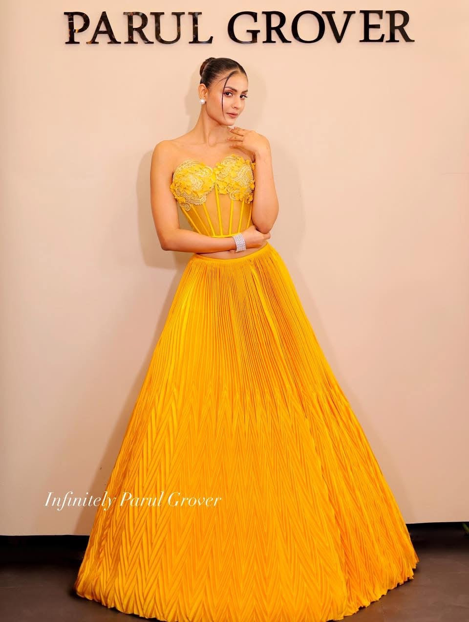 Yellow Ochre Corset and Lehenga