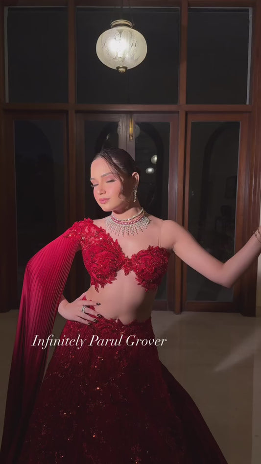 Crimson Lehenga and Blouse Set